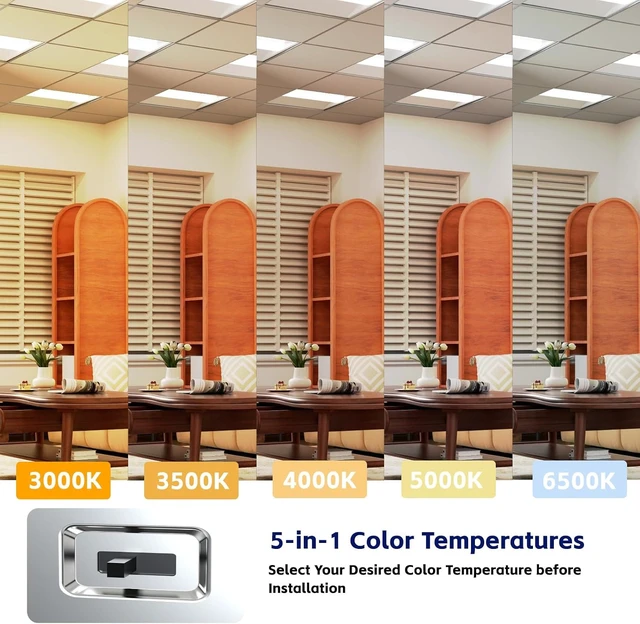 Alt view image 2 of 7 - 8Pack 2x4 FT LED Center Basket Troffer Light, 5CCT Color Tunable 3000/3500/4000/5000/6500K, Watt Adjustable 72W/60/50/40/30W, 0-10V Dimmable Drop Ceiling Lights, 120-277V-ETL Qualified