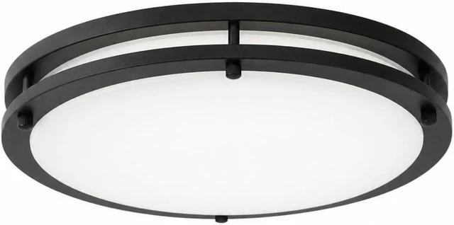 Main image of 15in Flush Mount Ceiling Light Fixture Black 1Pack, 5CCT Wattage Adjustable