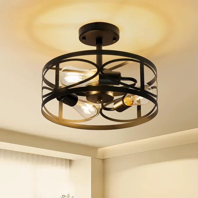 Main image of Semi Flush Mount Ceiling Light for Hallway Light Fixture, 13" Black