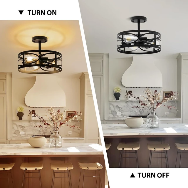 Alt view image 3 of 7 - Semi Flush Mount Ceiling Light for Hallway Light Fixture, 13" Black