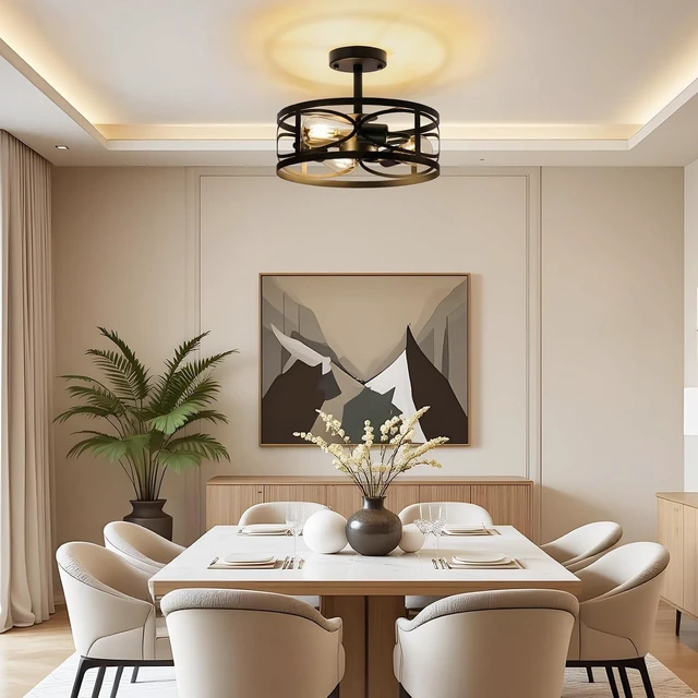 Alt view image 6 of 7 - Semi Flush Mount Ceiling Light for Hallway Light Fixture, 13" Black