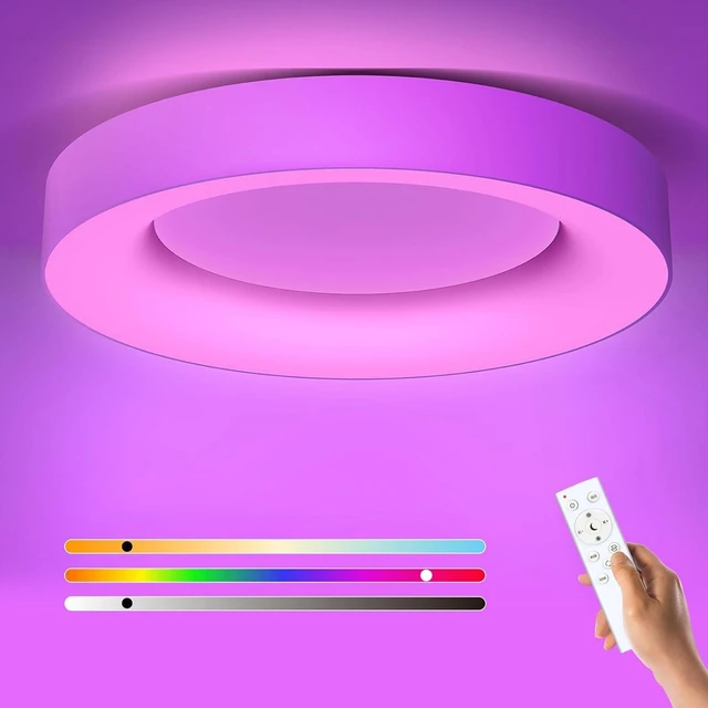 Main image of Annaror 16 Inch RGB Led Flush Mount Ceiling Light with Remote Control, 36W 3600LM Dimmable Ceiling Lighting Fixture, 3000K-6500K Color Changeable, Modern White, for Bedroom Kids Room