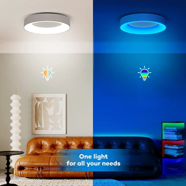 Alt view image 5 of 7 - Annaror 16 Inch RGB Led Flush Mount Ceiling Light with Remote Control, 36W 3600LM Dimmable Ceiling Lighting Fixture, 3000K-6500K Color Changeable, Modern White, for Bedroom Kids Room