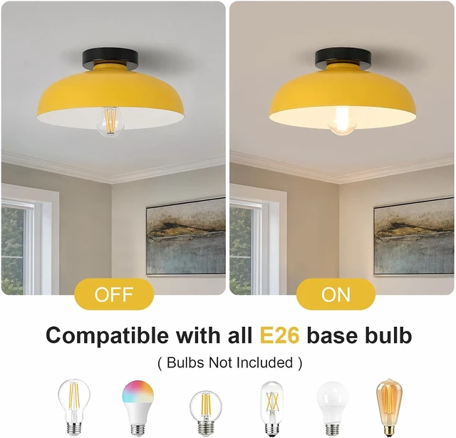 Alt view image 5 of 7 - Modern Semi Flush Mount Ceiling Light, Yellow Light (12.01 Inch)