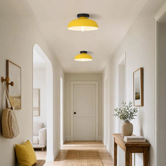 Alt view image 7 of 7 - Modern Semi Flush Mount Ceiling Light, Yellow Light (12.01 Inch)