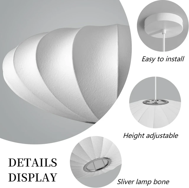 Alt view image 5 of 7 - 15.8in Lantern Pendant Light, White Imitation Silk Bubble Pendant Light