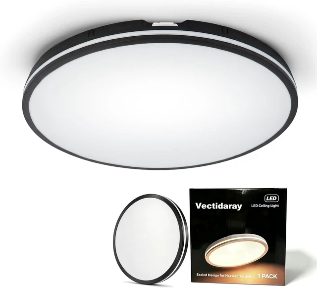 Main image of 20inch Matte Black Round LED Flush Mount Ceiling Light IP54 50W