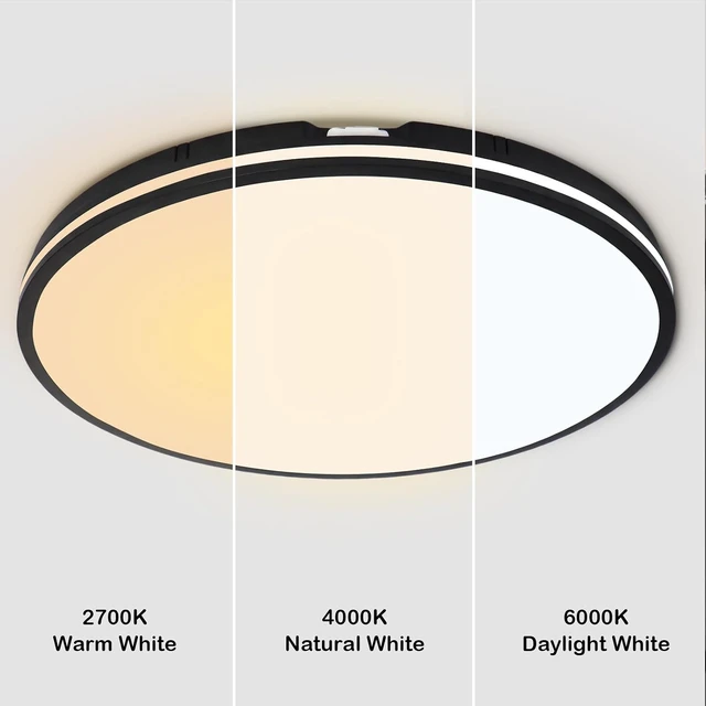 Alt view image 5 of 7 - 20inch Matte Black Round LED Flush Mount Ceiling Light IP54 50W