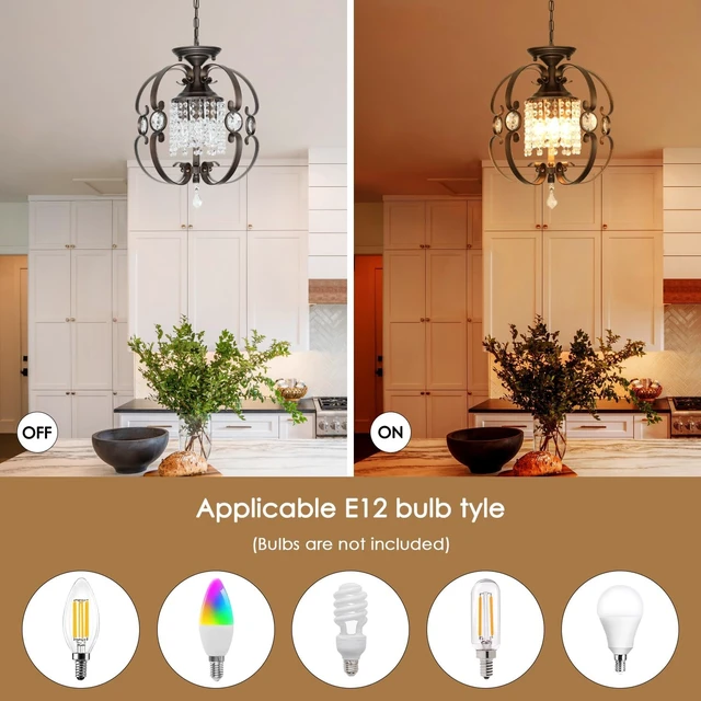 Alt view image 6 of 7 - Bronze Crystal Chandeliers for Dining Room, 3-Light 14 Inch Flush Mount Ceiling Light Fixture,Vintage Hanging Pendant Lighting for Kitchen Island,Living Rooms, Foyer