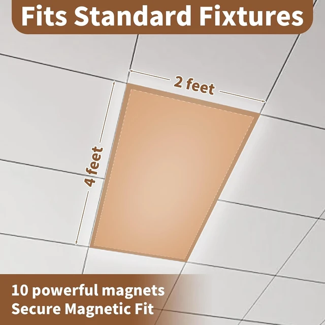 Alt view image 3 of 7 - 6 Pcs Fluorescent Light Covers for Ceiling Lights Classroom with 12 Magnets Decorative,4X2 Feet Magnetic Light Covers Office Light Covers Decorative Fixture Covers Replacement Home Brown