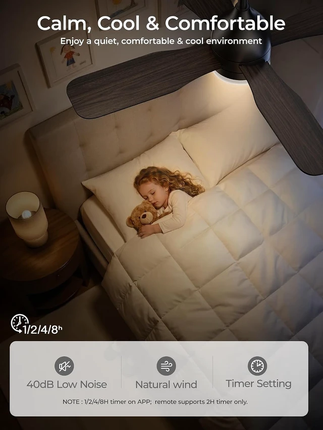 Alt view image 6 of 7 - 42 Inch Ceiling Fan with Light, APP & Remote, Downrod Mount