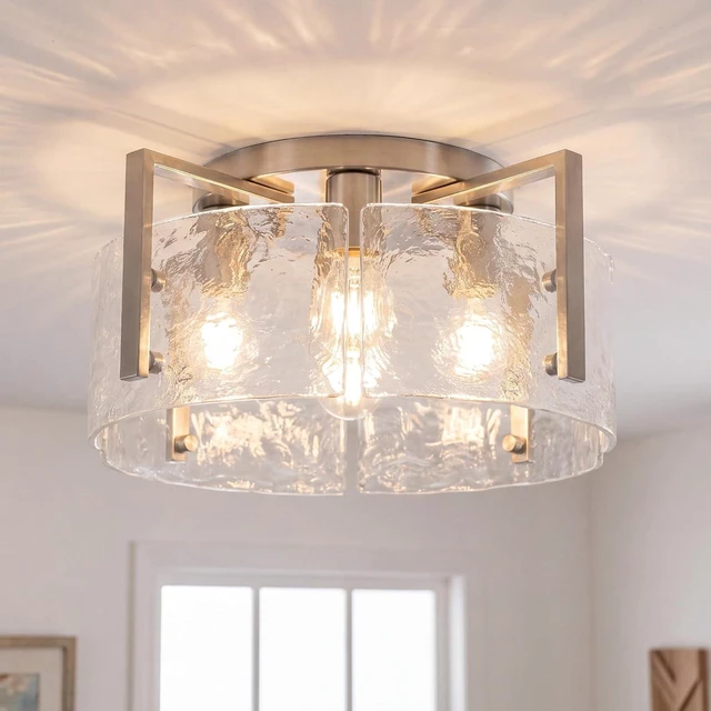 Main image of LOUSACE 18" Brushed Nickel 4-Light Modern Semi Flush Mount Ceiling Light Fixtures, Glass Ceiling Light for Entryway Hallway Foyer Laundry Room Kitchen Sink