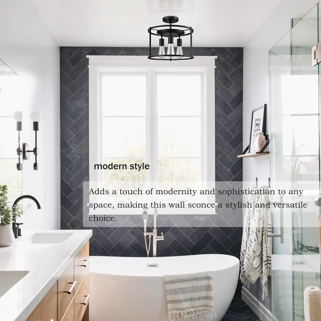 Alt view image 5 of 7 - Moose Farmhouse Semi Flush Mount Ceiling Light Matte Black 3-Light