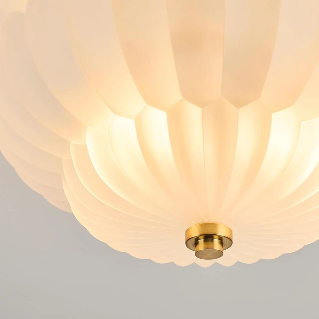 Alt view image 4 of 6 - 11.8" Vinatge Scalloped Glass Semi Flush Mount Ceiling Light
