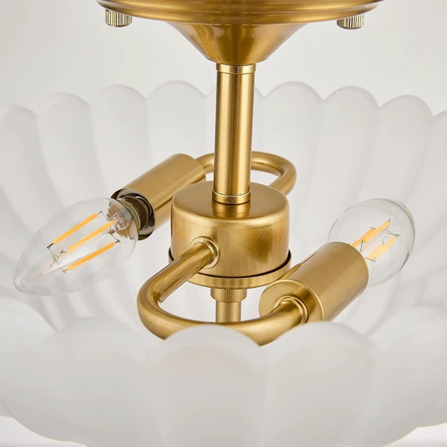 Alt view image 6 of 6 - 11.8" Vinatge Scalloped Glass Semi Flush Mount Ceiling Light