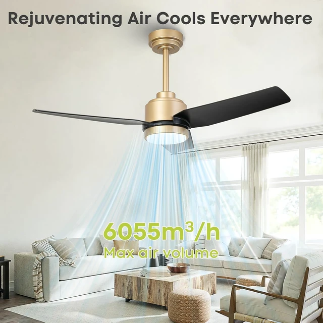 Alt view image 2 of 7 - 42 Inch Black Ceiling Fans with Lights and Remote/APP, Modern Ceiling Fan for Living Room Outdoor Ceiling Fan 6-Speed Adjustable Reversible DC Motor Timer Noiseless 3CCT Dimmable for Bedroom Office