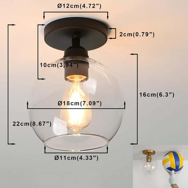 Alt view image 2 of 7 - Yosoan Black Vintage Flush Mount Ceiling Light Fixture