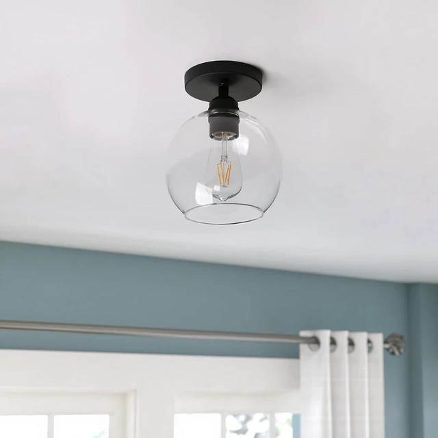 Alt view image 3 of 7 - Yosoan Black Vintage Flush Mount Ceiling Light Fixture