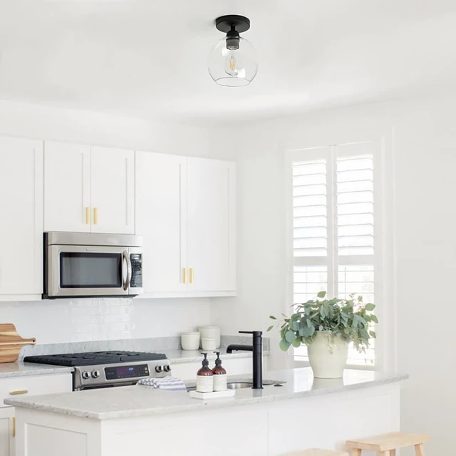 Alt view image 7 of 7 - Yosoan Black Vintage Flush Mount Ceiling Light Fixture