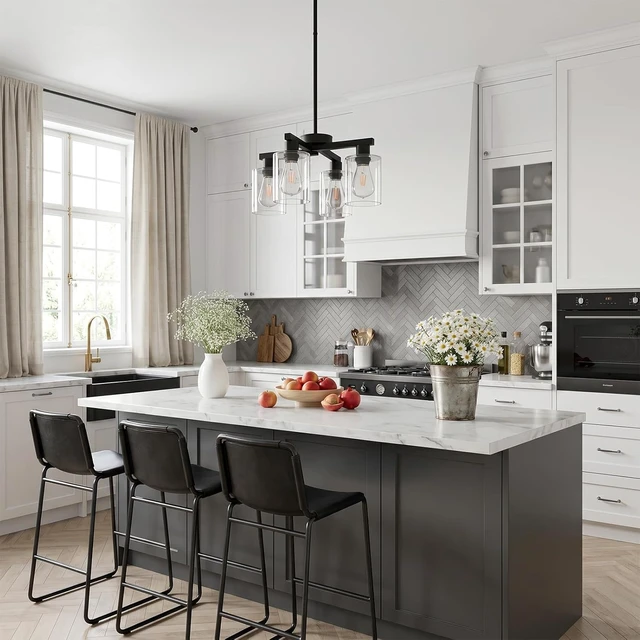 Alt view image 2 of 7 - Farmhouse Black Pendant Light for Modern Dining Room Lighting