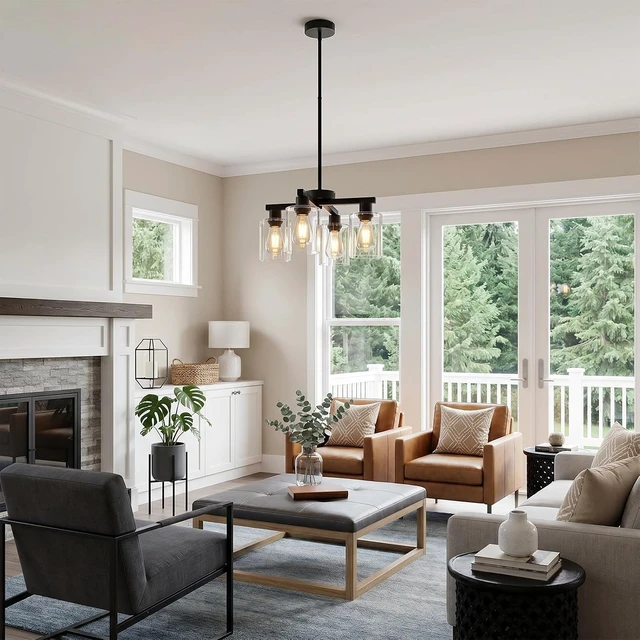 Alt view image 6 of 7 - Farmhouse Black Pendant Light for Modern Dining Room Lighting