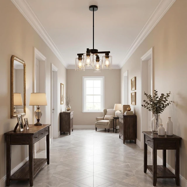 Alt view image 7 of 7 - Farmhouse Black Pendant Light for Modern Dining Room Lighting