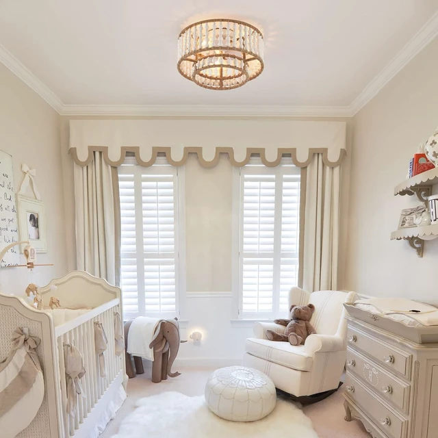 Alt view image 2 of 7 - Boho Flush Mount Light Fixture Farmhouse, 3-Light Rustic Hallway Lights, Small White Bead Chandelier for Kitchen Entryway Laundry Nursery