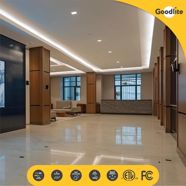 Alt view image 6 of 7 - Goodlite 8-inch 24W - LED Recessed Ultra-Thin Square Slim Wafer Downlight, Dimmable (Triac), 2200 Lumens, 3 Color Selectable 3000K-4100K-5000K, CRI 90+, ETL Listed, 50k Hour, 225W Equal, 1ct (G-20229)