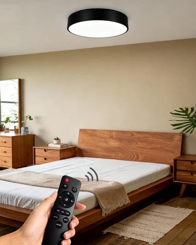 Alt view image 4 of 7 - Kalium 13" Flush Mount Ceiling Light Fixture with Remote 18W Dimmable 3CCT