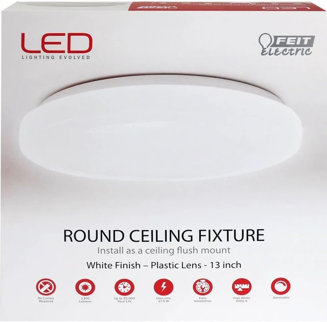 Alt view image 2 of 2 - Feit Electric 13 in. H x 13 in. W x 3.8 in. L White LED Ceiling Light Fixture