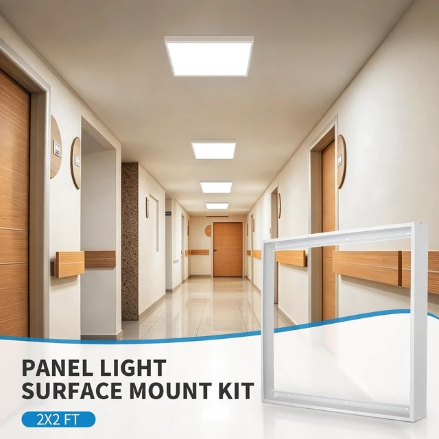 Alt view image 2 of 7 - 2 Pcs 2x2FT Aluminum Surface Mount Kit for LED Flat Panel Light, Surface Mounting Bracket Kit, 24"x 24" Ceiling Light Frame, Good for Panel and Drop Ceiling Troffer Light Fixtures