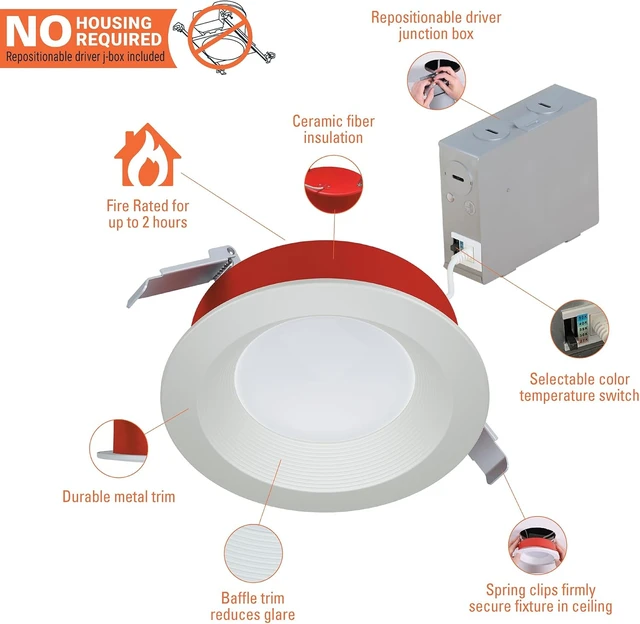 Alt view image 3 of 7 - HALO RL Fire-Rated 6 in Canless LED 1400 Lumens 5CCT 2700K-5000K Dimmable