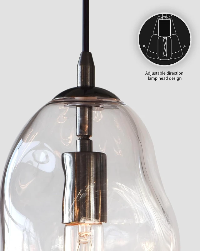 Alt view image 7 of 7 - CASAMOTION Modern Black Pendant Light Kitchen Island,Gunmetal,12" H
