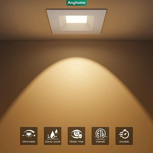 Alt view image 2 of 7 - 6 Inch Square Canless LED Recessed Lights,5CCT,6 Pack