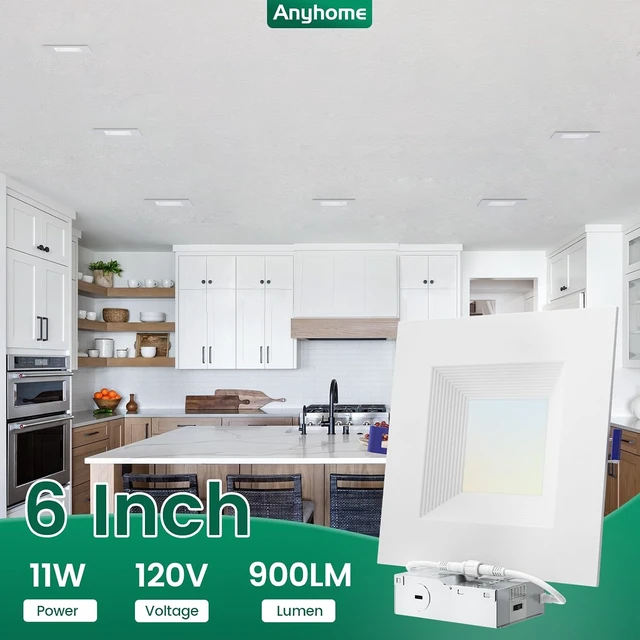 Alt view image 4 of 7 - 6 Inch Square Canless LED Recessed Lights,5CCT,6 Pack