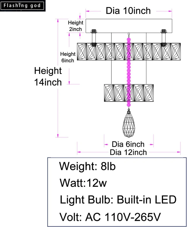 Alt view image 5 of 7 - Flashing God 12" Modern Crystal Chandeliers Flush Mount Ceiling Light Black Chandelier for Hallway LED Dimmable Mini Chandelier for Dining Room Living Room Bedroom