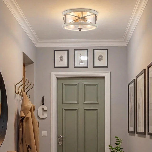 Alt view image 5 of 7 - Kira Home Blaylock 13" Modern Farmhouse Flush Mount Ceiling Light, 2-Light