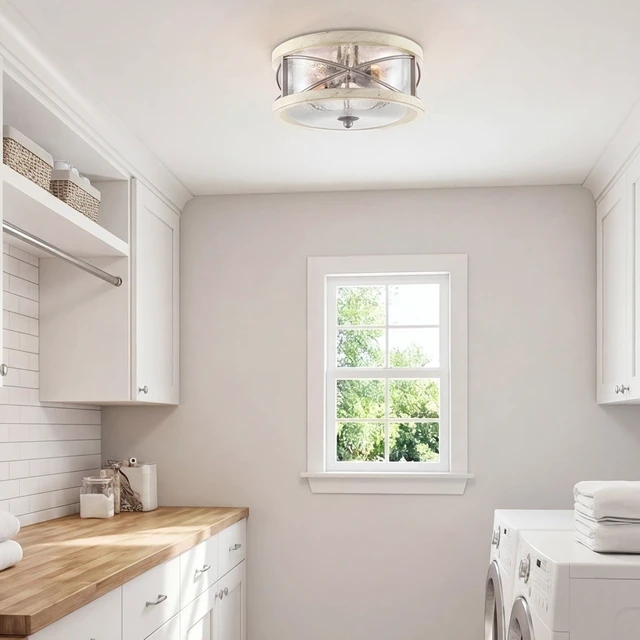 Alt view image 7 of 7 - Kira Home Blaylock 13" Modern Farmhouse Flush Mount Ceiling Light, 2-Light