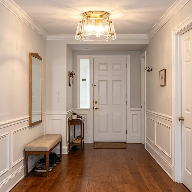 Alt view image 3 of 7 - Gold Semi Flush Mount Ceiling Light Entryway Hallway Light Fixtures