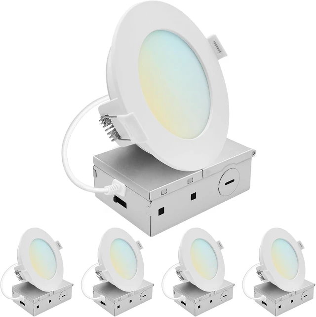 Main image of LUXRITE 4 Inch LED Recessed Light, ECO Backlit Mini Panel Spotlight, 4 Pack