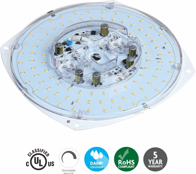 Alt view image 3 of 7 - 8.78" LED Light Engine 10.2" Overall Ceiling Fan Light Replacement