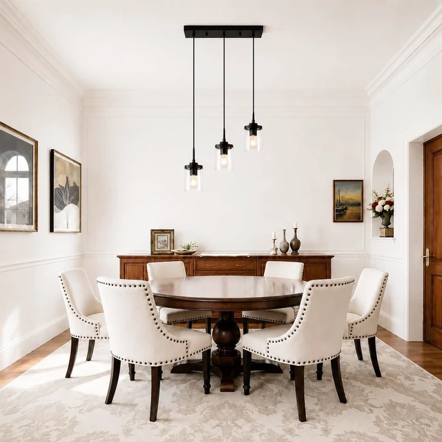 Alt view image 7 of 7 - 3-Light Pendant Light Fixtures, Modern Black Pendant Lights Kitchen Island, Adjustable Kitchen Island Lighting with Clear Glass Shade, Hanging Light Fixtures for Dining Room, Bedroom, Hallway