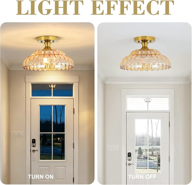 Alt view image 6 of 7 - 12 Inch Amber Semi Flush Mount Ceiling Light for Bedroom