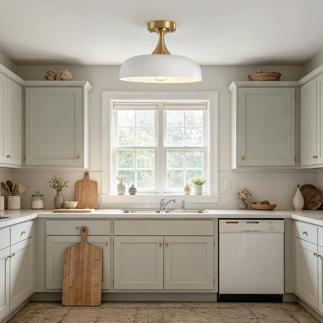 Alt view image 4 of 7 - 13" Semi Flush Mount Ceiling Light Gold & White Light Fixture for Hallway