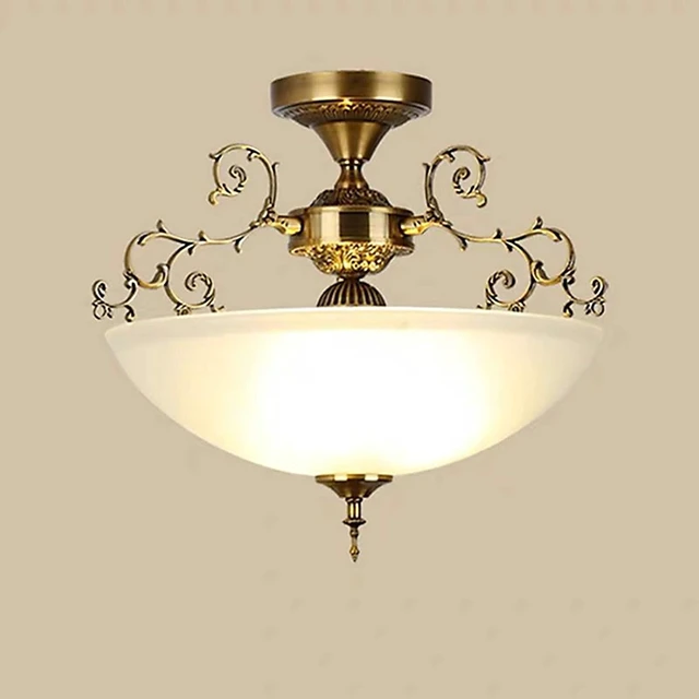 Alt view image 2 of 5 - The 16-inch Wide Glass Circular White Glass Ceiling lamp E26 Screw-Type 3-lamp is Suitable for Lighting in Living Rooms, Kitchens, foyers, bedrooms, Balconies and corridors