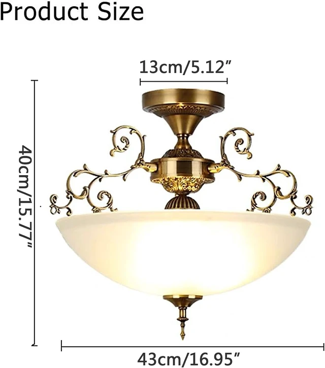 Alt view image 3 of 5 - The 16-inch Wide Glass Circular White Glass Ceiling lamp E26 Screw-Type 3-lamp is Suitable for Lighting in Living Rooms, Kitchens, foyers, bedrooms, Balconies and corridors