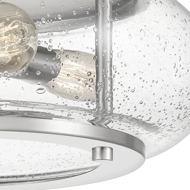 Alt view image 7 of 7 - Quoizel Trilogy Flush Mount Ceiling Light Fixture, 16 Inch 3-Light Brushed Nickel Close to Ceiling Light Fixtures with Clear Seeded Glass for Hallway, Kitchen, Bedroom, Dining, Living Room or Office