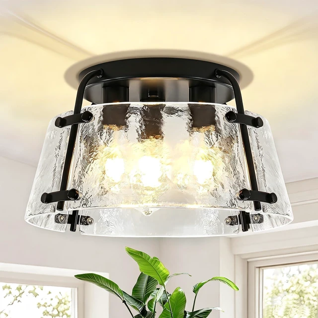Main image of Black Semi Flush Mount Ceiling Light Entryway Hallway Light Fixtures