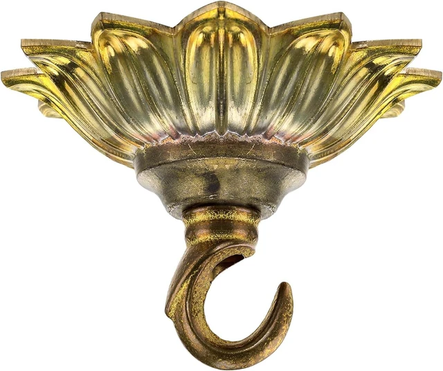 Main image of Hicarer 3.58 in Brass Ceiling Hook 3.58 in Floral Brass Hook, Vintage