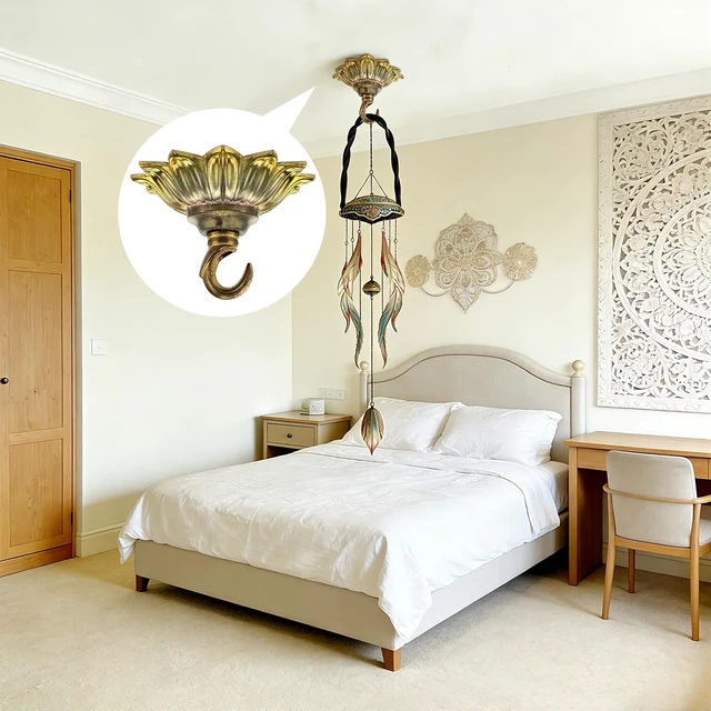 Alt view image 6 of 6 - Hicarer 3.58 in Brass Ceiling Hook 3.58 in Floral Brass Hook, Vintage
